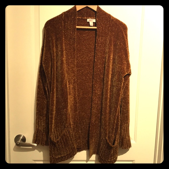 mustard chenille cardigan